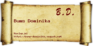 Bums Dominika névjegykártya